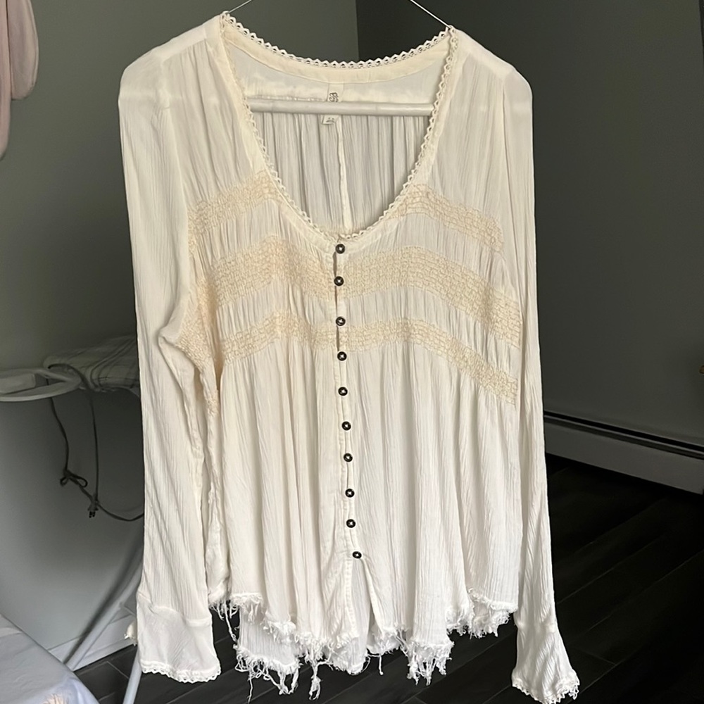 Free People Loose White Blouse